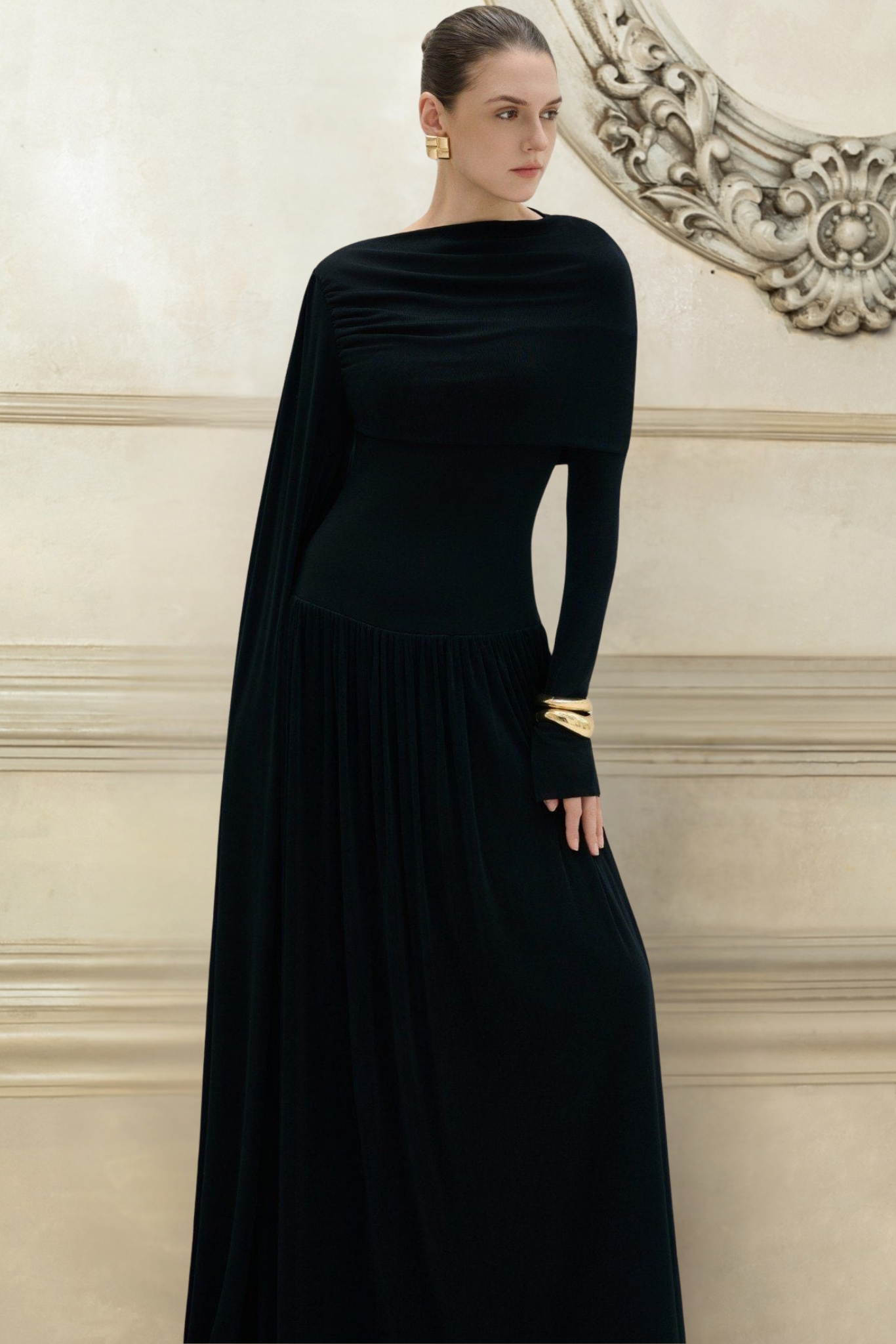 BLACKELLE — DANNY DRAPED LONG DRESS